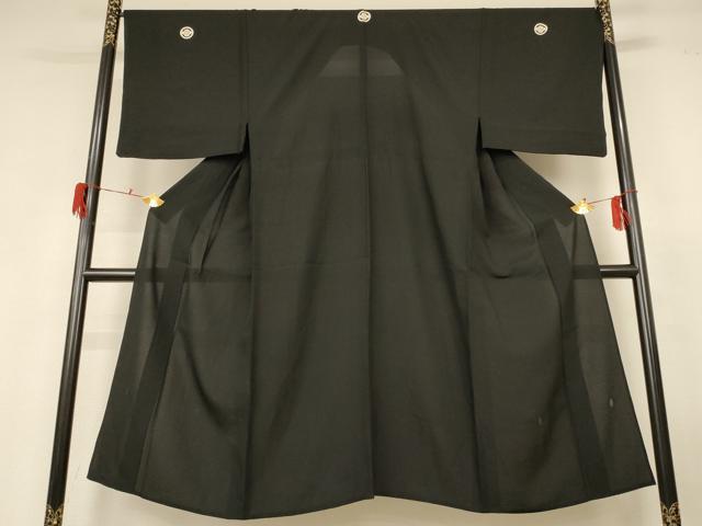 平和屋着物*夏物 男性 黒紋付 絽 正絹 逸品 AABG3968jd