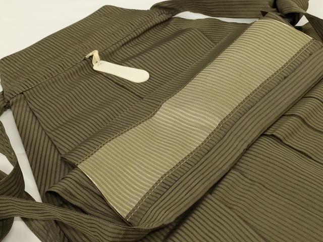 平和屋着物*夏物 男性 馬乗り袴 縞 正絹 逸品 AABG3971jd