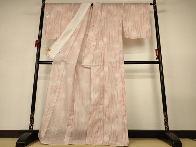 平和屋着物*夏物 小紋 絽 草花文 洗える着物 未使用 AABG3985jd