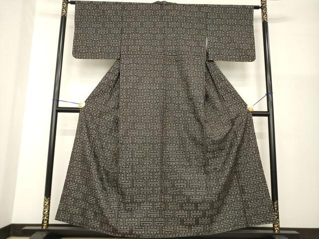 平和屋着物●本場大島紬 龍郷絣 秋名バラ 正絹 逸品 AABG4001ck