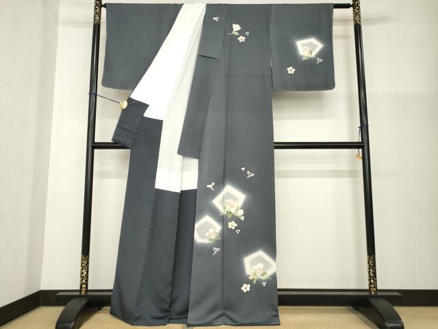 平和屋着物●京の名門 友禅 染の北川 訪問着 駒刺繍 舞花文 暈し染め 金彩 和木沢絹 反端付き 正絹 逸品 未使用 AABG4003ck