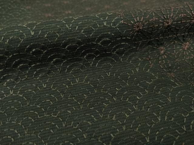 平和屋着物●訪問着 本場大島紬地 総刺繍 刺し子 七宝文 正絹 逸品 AABG4008ck