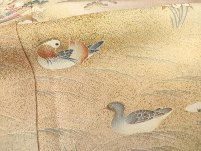 平和屋着物●京友禅の第一人者 松井青々 訪問着 風景鴛鴦花文 暈し染め 金彩 正絹 逸品 AABG4009ck