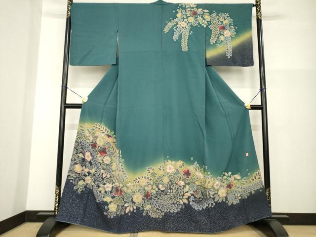 平和屋着物●訪問着 作家物 辻が花 舞花文 暈し染め 正絹 逸品 AABG4020ck