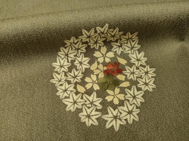 平和屋着物●訪問着 刺繍 花丸文 金彩 ロング丈 正絹 逸品 AABG4028ck