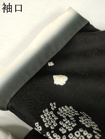 平和屋着物●訪問着 駒刺繍 絞り 草花文 黒地 正絹 逸品 AABG4032ck