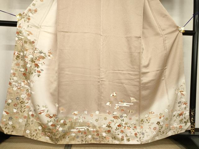 平和屋着物●訪問着 友禅 扇面花文 暈し染め 金彩 ますいわ屋扱い 正絹 逸品 AABG4038ck