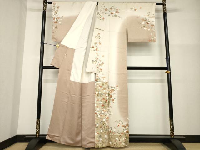 平和屋着物●訪問着 友禅 扇面花文 暈し染め 金彩 ますいわ屋扱い 正絹 逸品 AABG4038ck