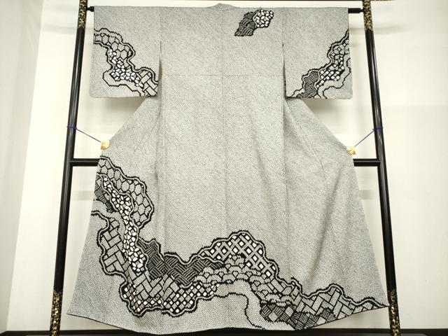平和屋着物●訪問着 総絞り 道長文 黒地 正絹 逸品 未使用 AABG4041ck