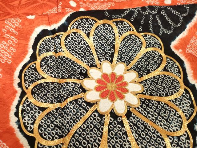 平和屋着物●豪華振袖 駒刺繍 絞り 舞花文 正絹 逸品 AABG4056ck