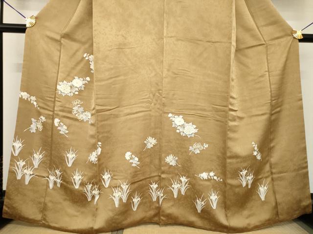 平和屋着物●訪問着 刺繍 草花文 金彩 正絹 逸品 AABG4057ck
