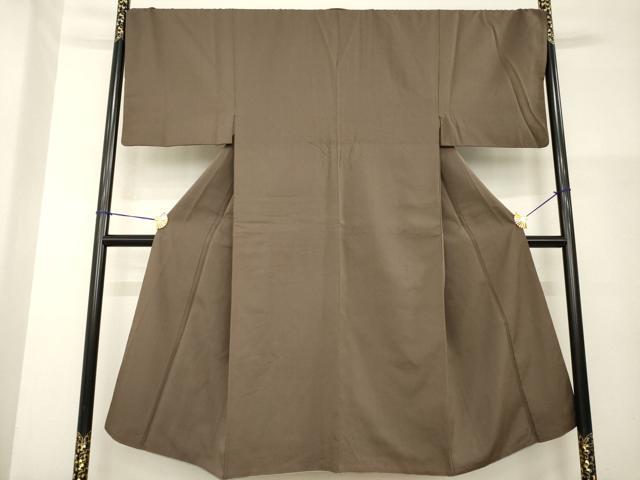 平和屋着物●男性 お召 色無地 赤墨色 正絹 逸品 AABG4060ck