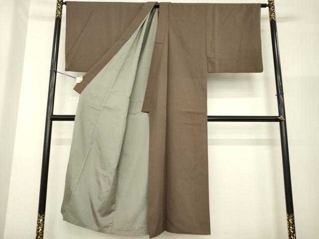 平和屋着物●男性 お召 色無地 赤墨色 正絹 逸品 AABG4060ck