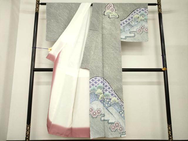 平和屋着物●名門 藤娘きぬたや・総絞り 訪問着 遠山松文 正絹 逸品 AABG4062ck