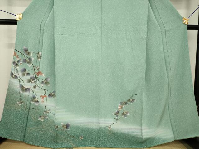 平和屋着物●訪問着 枝葉文 暈し染め 正絹 逸品 AABG4065ck