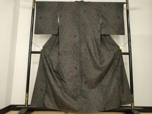 平和屋着物●本場大島紬 カタス9マルキ 花文箱文 正絹 逸品 未使用 AABG4066ck