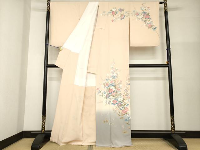 平和屋着物●訪問着 友禅 作家物 枝花文 正絹 逸品 AABG4073ck