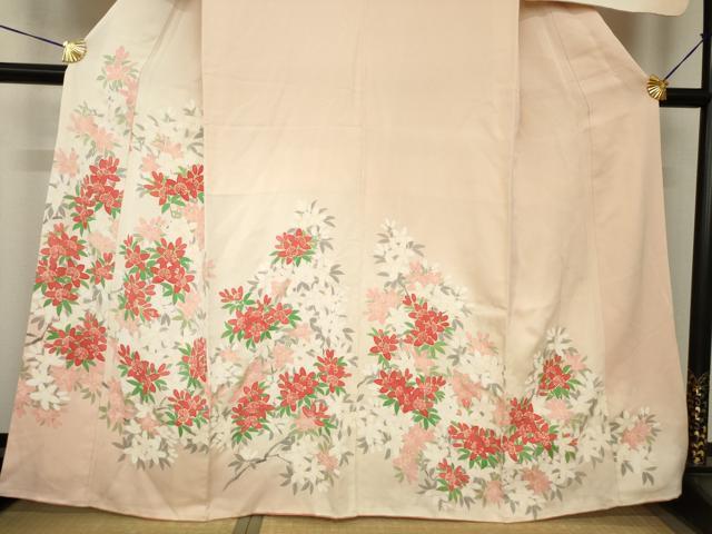平和屋着物●訪問着 手描き 草花文 正絹 逸品 AABG4079ck