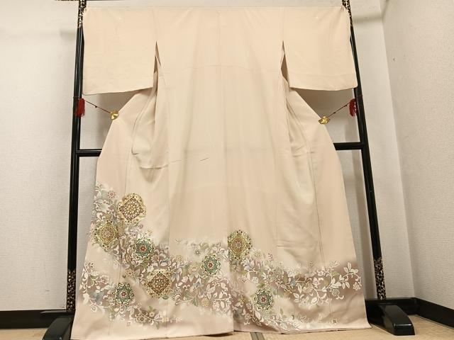 平和屋着物●豪華色留袖 友禅 駒刺繍 更紗唐草文 暈し染め 金彩 正絹 逸品 AABG4083ph