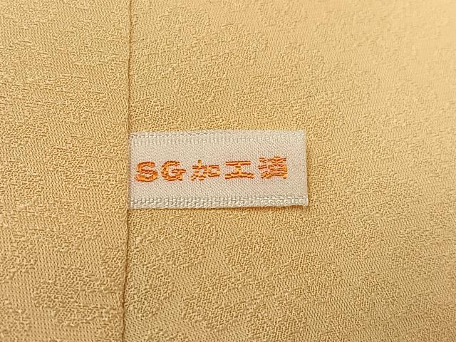 平和屋着物●無地絵羽訪問着 色無地 草花地紋 蜂蜜色 正絹 逸品 AABG4085ph