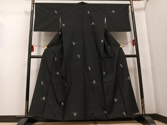 平和屋着物●京の名門・菱屋六右ェ門 紬 梟 正絹 逸品 AABG4089ph
