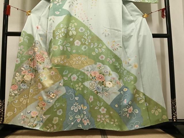 平和屋着物●訪問着 草花文 金彩 正絹 逸品 AABG4096ph