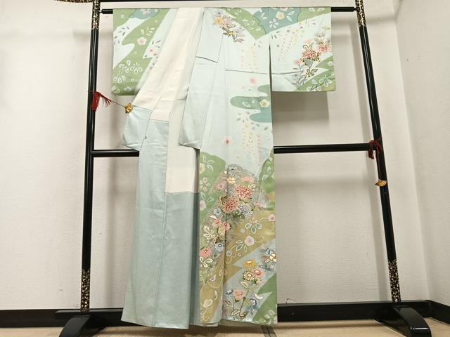 平和屋着物●訪問着 草花文 金彩 正絹 逸品 AABG4096ph