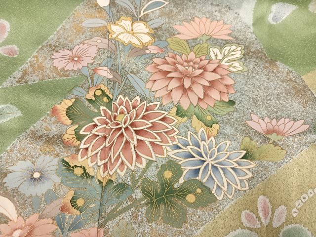 平和屋着物●訪問着 草花文 金彩 正絹 逸品 AABG4096ph