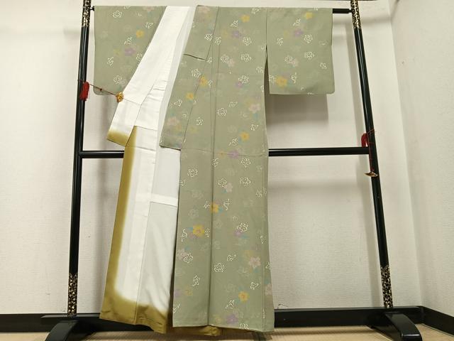 平和屋着物●上質な小紋 舞花文 正絹 逸品 AABG4102ph