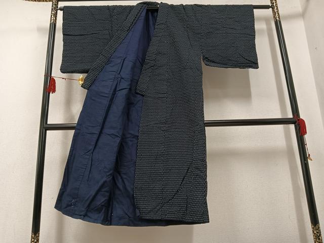 平和屋着物●男性 久留米絣 井桁絣 綿 逸品 AABG4104ph