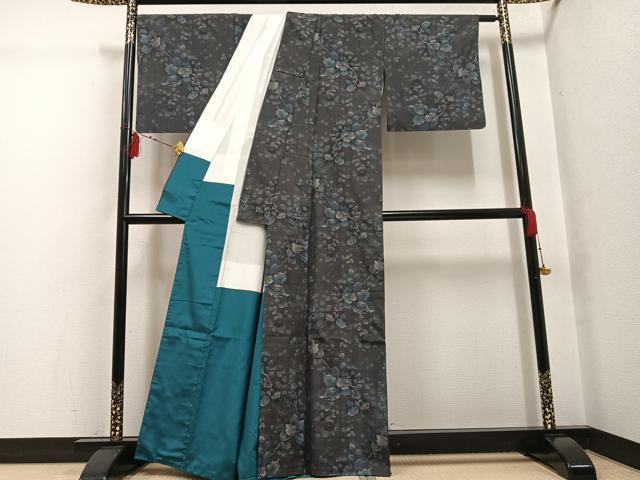 平和屋着物●都喜ヱ門 本場大島紬 一元7マルキ 総絣 枝葉文 藤絹織物謹製 正絹 逸品 AABG4110ph