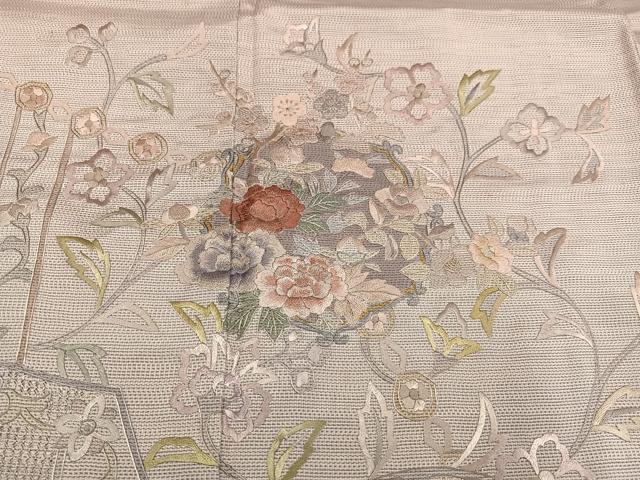 平和屋着物●訪問着 本場大島紬 中国三大刺繍 汕頭刺繍 スワトウ刺繍 草花文 玉椿 証紙付き 正絹 逸品 AABG4112ph