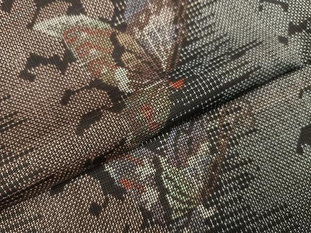 平和屋着物●本場大島紬 カタス9マルキ 花蝶縞文 正絹 逸品 AABG4114ph