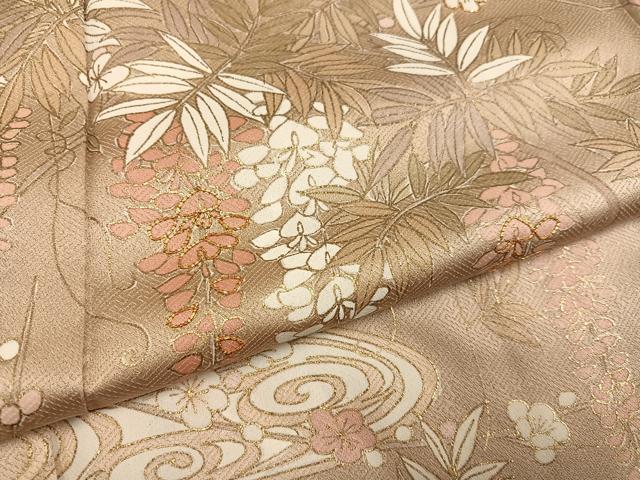 平和屋着物●訪問着 駒刺繍 流水草花文 金彩 正絹 逸品 AABG4117ph