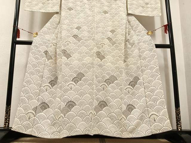 平和屋着物●訪問着 孔雀青海波 金彩 鬼しぼ縮緬 正絹 逸品 未使用 AABG4119ph