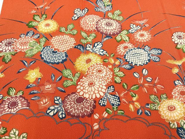 平和屋着物●豪華振袖 型染め 花鳥文 正絹 逸品 AABG4122ph