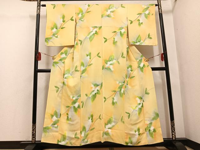 平和屋着物●上質な小紋 地紋起こし 草花文 暈し染め 正絹 逸品 AABG4131ph