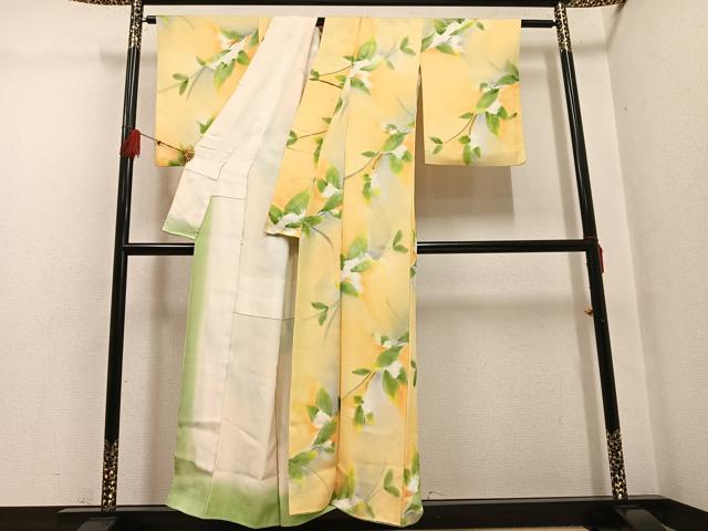 平和屋着物●上質な小紋 地紋起こし 草花文 暈し染め 正絹 逸品 AABG4131ph
