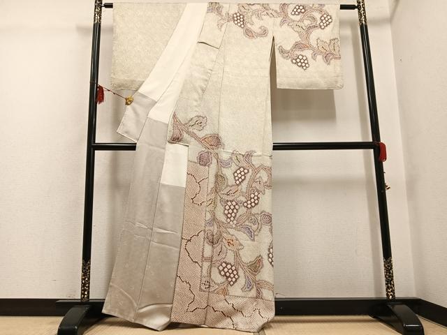 平和屋着物●訪問着 総絞り 葡萄蔦の葉文 正絹 逸品 AABG4133ph