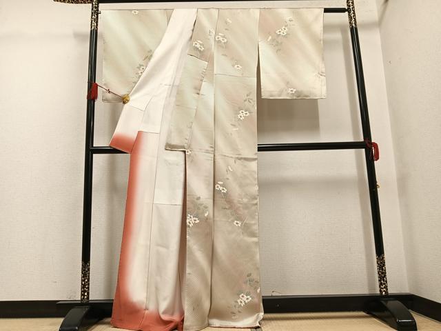 平和屋着物●二代目清次郎 手描き 小紋 草花文 暈し染め 正絹 逸品 AABG4137ph