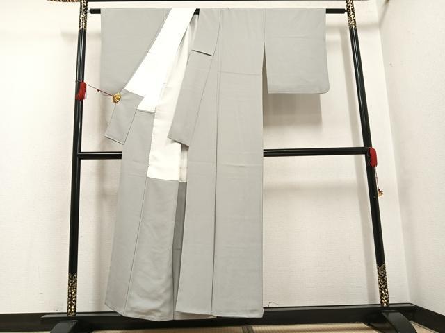 平和屋着物●上質な色無地 絹鼠色 正絹 逸品 AABG4145ph