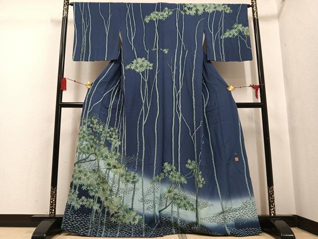 平和屋着物●日本画家 霜鳥忍の世界 彩天目織 訪問着 手描き 楓 松坂屋扱い 正絹 逸品 AABG4150ph