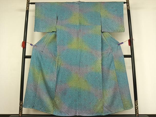 平和屋着物▽上質な小紋 単衣 総絞り 霞文 暈し染め 正絹 逸品 AABG4208jh