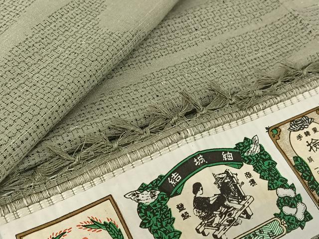 平和屋着物▽結城紬 奥順 はたおり娘 単衣 80亀甲 流水文 正絹 逸品 AABG4212jh