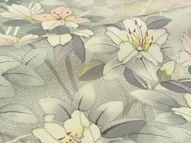 平和屋着物▽訪問着 単衣 作家物 手描き 草花文 暈し染め 正絹 逸品 AABG4221jh