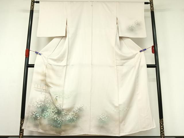 平和屋着物▽訪問着 単衣 手描き 人物風景花文 暈し染め 正絹 逸品 AABG4224jh