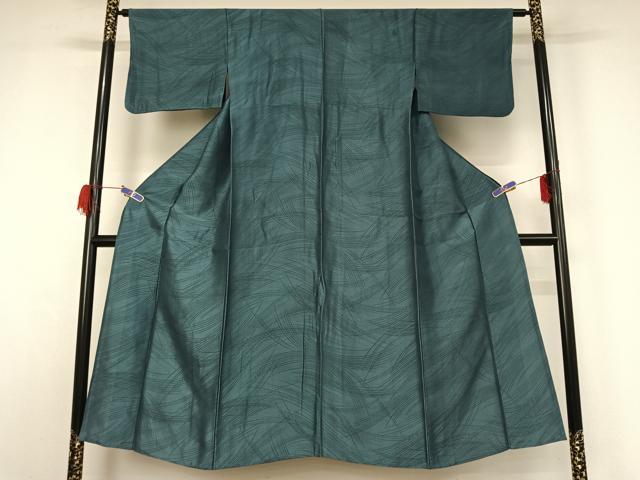 平和屋着物▽上質な色無地 単衣 芝地紋 御召茶色 正絹 逸品 AABG4226jh