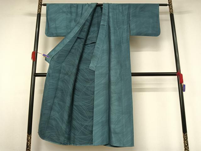 平和屋着物▽上質な色無地 単衣 芝地紋 御召茶色 正絹 逸品 AABG4226jh