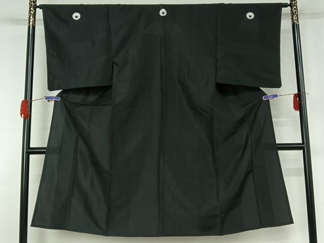 平和屋着物▽男性 黒紋付 単衣 暗黒色 正絹 逸品 AABG4240jh