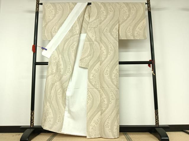 平和屋着物▽結城紬 奥順 はたおり娘 単衣 80亀甲 流水花文 証紙付き 正絹 逸品 AABG4243jh